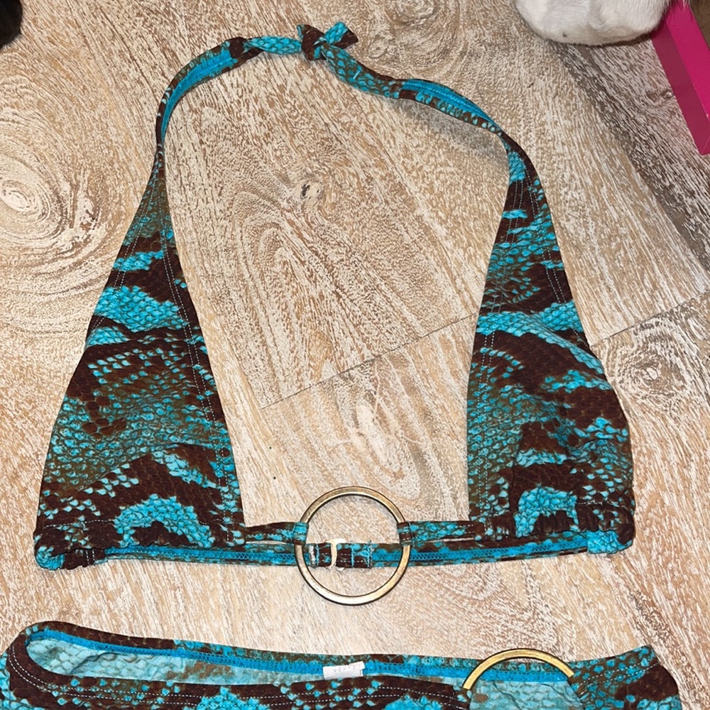 Aguaclara Peruvian Brand Animal Print Bikini Snake Snakeskin Swimsuit Y2K - Picture 2 of 4